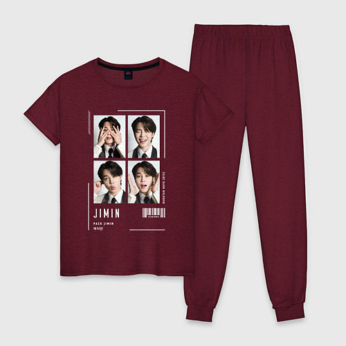 Женская пижама Jimin bts 4cut / Меланж-бордовый – фото 1