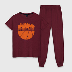 Пижама хлопковая женская Phoenix basketball, цвет: меланж-бордовый