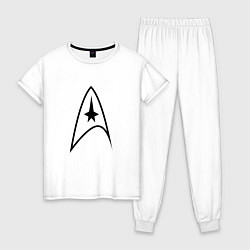 Пижама хлопковая женская Знак звёздный путь, цвет: белый