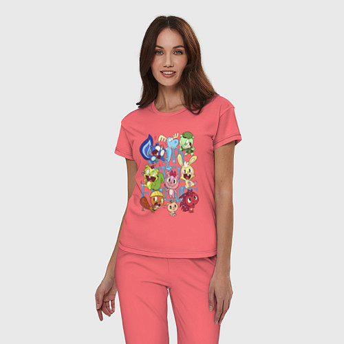 Женская пижама Счастливые лесные друзья / Коралловый – фото 3