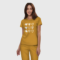 Пижама хлопковая женская Hearts love hand draw, цвет: горчичный — фото 2