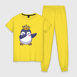 Пижама хлопковая женская Король пингвин, цвет: желтый