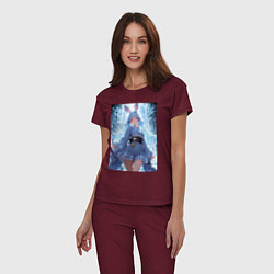 Пижама хлопковая женская Зайка в гармонии с природой, цвет: меланж-бордовый — фото 2