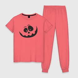 Пижама хлопковая женская Halloween smile, цвет: коралловый