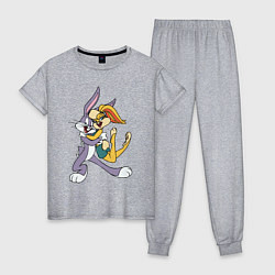 Пижама хлопковая женская Bugs Bunny - Lola Bunny, цвет: меланж