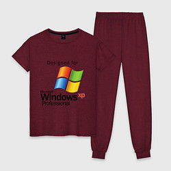 Пижама хлопковая женская Предназначен для windows xp, цвет: меланж-бордовый