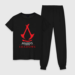 Пижама хлопковая женская Assassins Creed Shadows - badge, цвет: черный