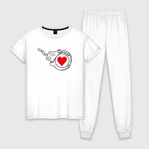Женская пижама Навсегда парное - наручник / Белый – фото 1