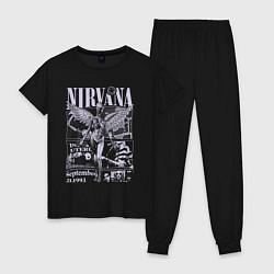 Пижама хлопковая женская Nirvana grunge, цвет: черный