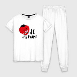 Пижама хлопковая женская Je taime, цвет: белый