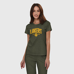 Пижама хлопковая женская Lakers 1948, цвет: меланж-хаки — фото 2