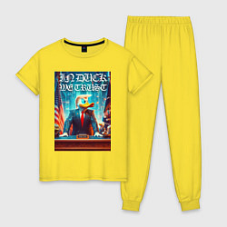 Пижама хлопковая женская Мы верим в утку - мем, цвет: желтый