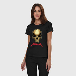 Пижама хлопковая женская Metallica - skull with fangs, цвет: черный — фото 2