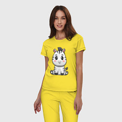 Пижама хлопковая женская Весёлая зебра, цвет: желтый — фото 2