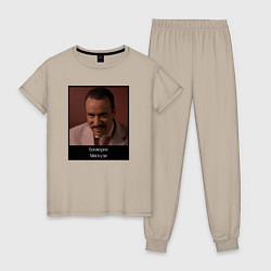 Пижама хлопковая женская Бонжорно Мискузи мем Евротур, цвет: миндальный
