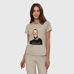 Пижама хлопковая женская James Alan Hetfield - Metallica leader, цвет: миндальный — фото 2