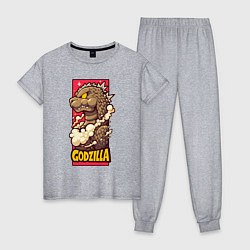Пижама хлопковая женская Pink godzilla, цвет: меланж