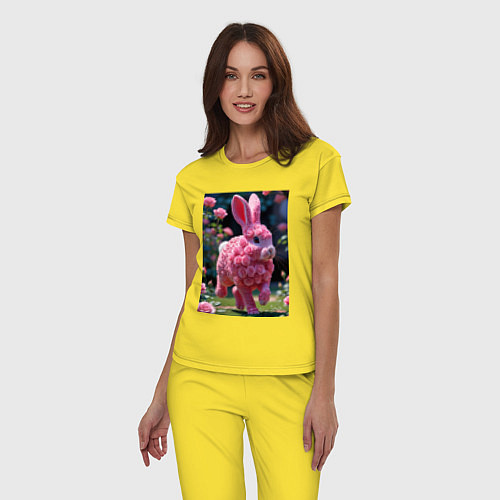 Женская пижама Кролик из роз / Желтый – фото 3