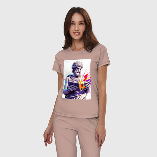 Женская пижама Античная статуя и граффити / Пыльно-розовый – фото 3