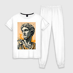 Пижама хлопковая женская Арт с античным портретом, цвет: белый