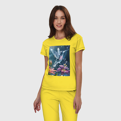 Женская пижама Колибри у цветка / Желтый – фото 3