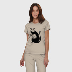 Пижама хлопковая женская Крыса или искусство, цвет: миндальный — фото 2