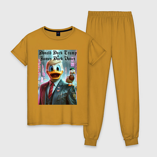 Женская пижама Donald Duck Trump and James Duck Vance / Горчичный – фото 1