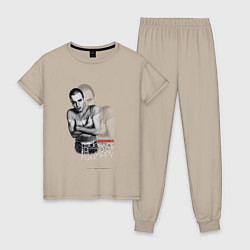 Пижама хлопковая женская Underworld - trainspotting born slippy, цвет: миндальный