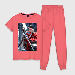 Женская пижама Девушка в красном платье с мечем