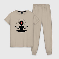 Пижама хлопковая женская Vinyl yoga, цвет: миндальный