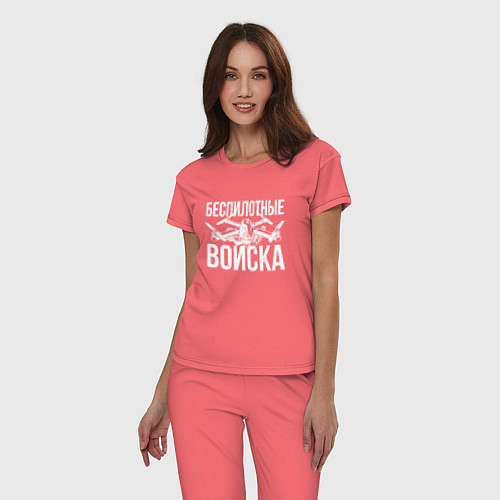 Женская пижама Россия - беспилотные войска / Коралловый – фото 3