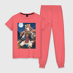 Пижама хлопковая женская Рафталия сражается в ночи, цвет: коралловый