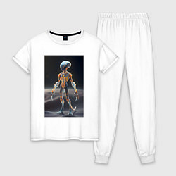 Пижама хлопковая женская Полупрозрачный инопланетянин, цвет: белый