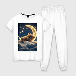 Женская пижама Плюшевый мишка сидит на Луне