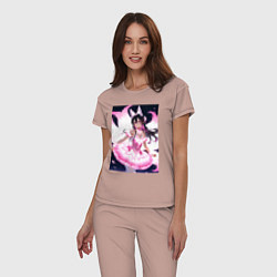 Пижама хлопковая женская Лиса танцует в платье, цвет: пыльно-розовый — фото 2