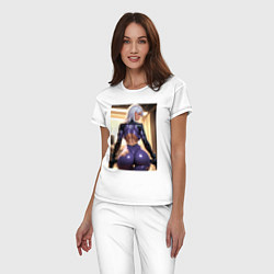 Пижама хлопковая женская Девушка-киллер с двумя пистолетами, цвет: белый — фото 2