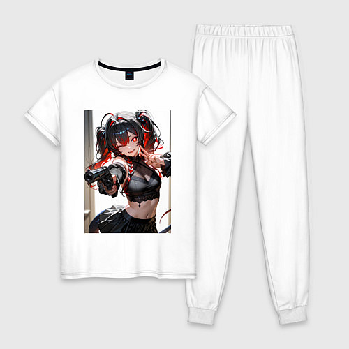Женская пижама Девушка-демон с пистолетом / Белый – фото 1