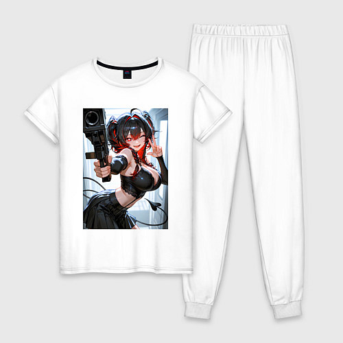 Женская пижама Девушка-демон с пистолетом / Белый – фото 1