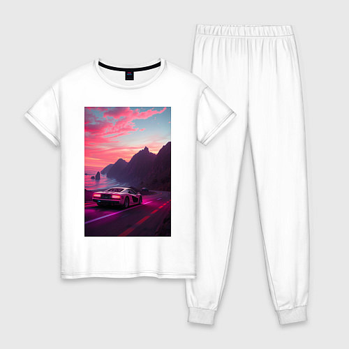 Женская пижама Суперкар едет к океану / Белый – фото 1