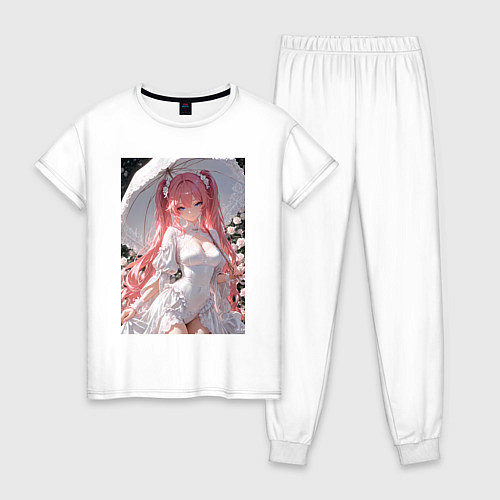 Женская пижама Принцесса сидит под зонтиком / Белый – фото 1