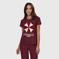 Пижама хлопковая женская Umbrella corporation logo, цвет: меланж-бордовый — фото 2