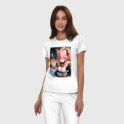 Пижама хлопковая женская Фейт Тамамо в костюме горничной, цвет: белый — фото 2