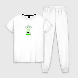 Пижама хлопковая женская To the Moon - корова и НЛО, цвет: белый