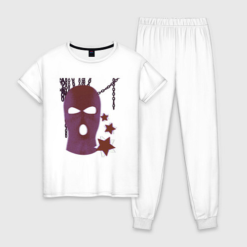 Женская пижама Розовая гранж Y2K балаклава / Белый – фото 1