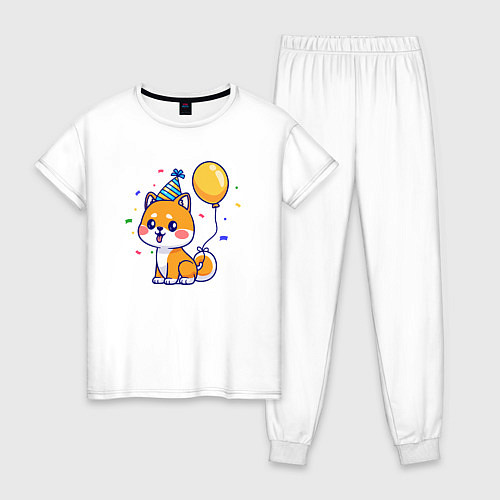 Женская пижама Праздничная собачка / Белый – фото 1