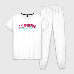 Пижама хлопковая женская California surf paradise, цвет: белый