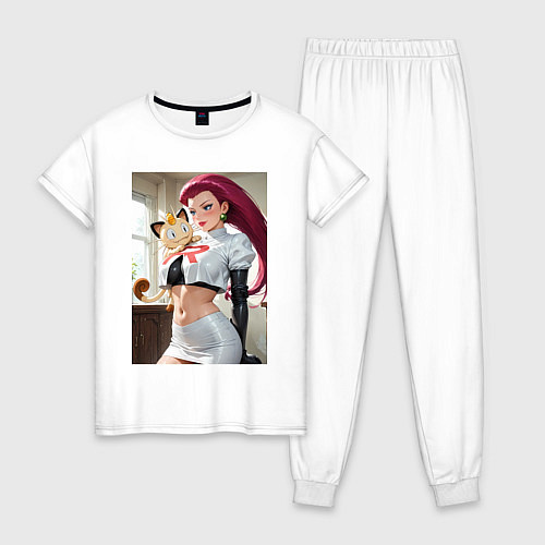 Женская пижама Джесси и Мяут - команда Р: Покемоны / Белый – фото 1