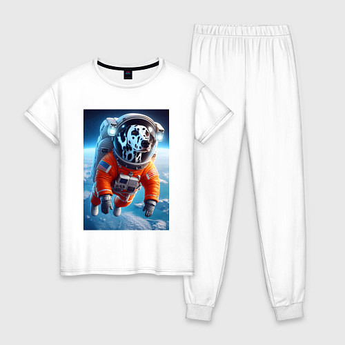 Женская пижама Далматинец бравый космонавт - нейроарт фантазия / Белый – фото 1