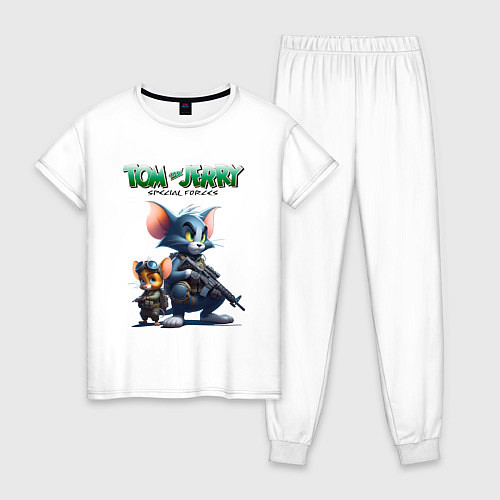 Женская пижама Том и Джерри - спецназ / Белый – фото 1