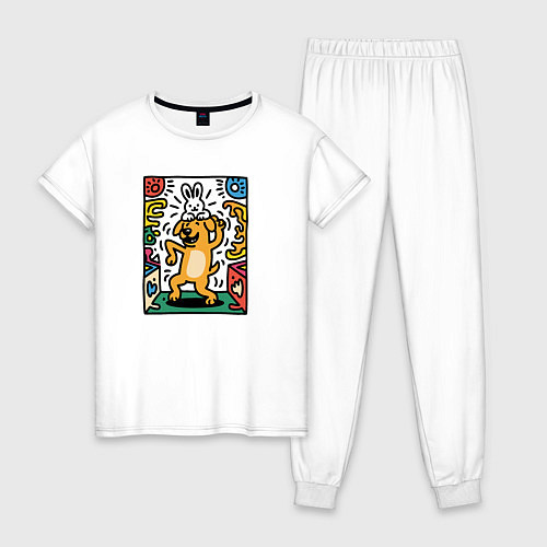 Женская пижама Собака в стиле комикса танцует / Белый – фото 1